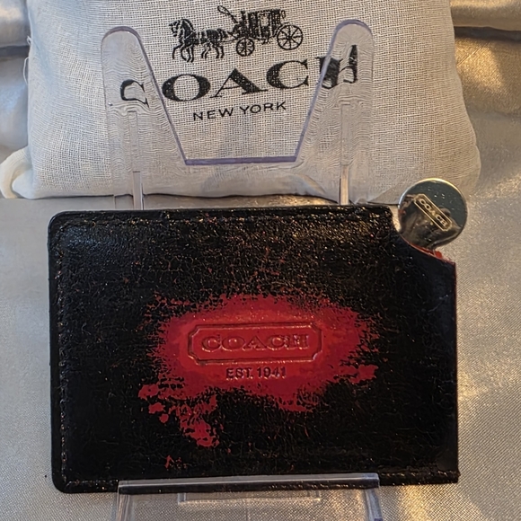 Coach Black and Red Leather Case With Mirror - Picture 2 of 6